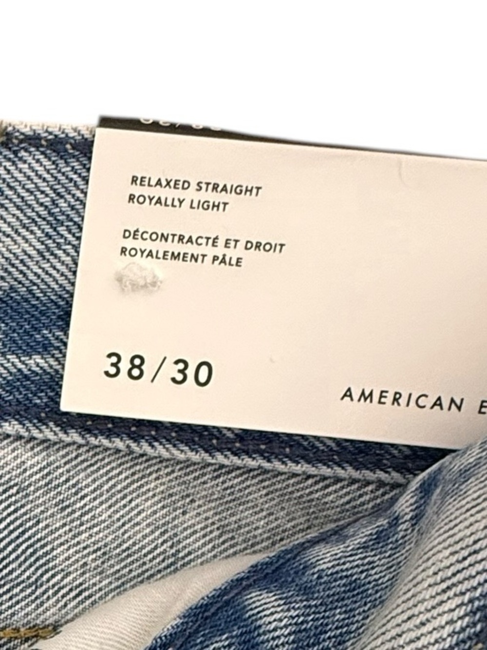 American Eagle Men's Relaxed Straight Jeans 38x30 Light Wash 100% Cotton NWT - Picture 6 of 6